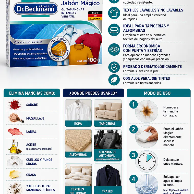 Dr. Beckmann Jabón Mágico 100 g | Quitamanchas Intenso y Versátil 2
