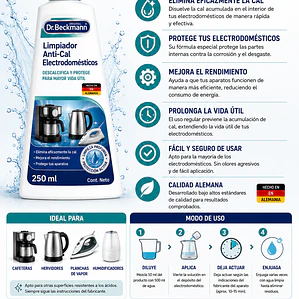 Limpiador Anti-Cal Electrodomésticos 250 ml Dr. Beckmann  | Elimina la Cal y Protege tus Equipos