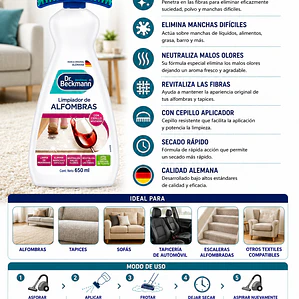 Limpiador de Alfombras 650 ml  Dr. Beckmann  | Limpieza Profunda para Alfombras y Tapices
