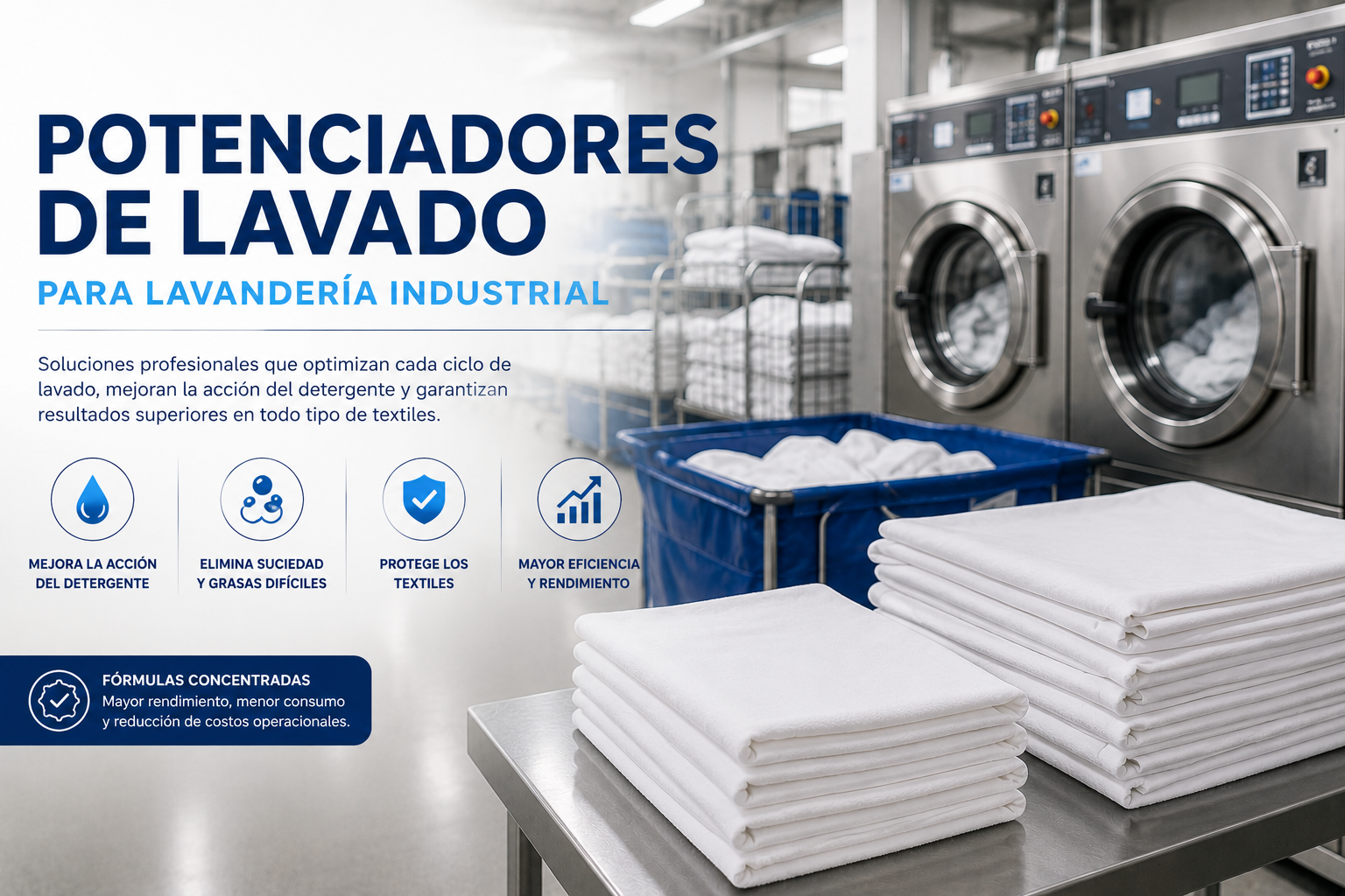 Potenciadores de Lavado para Lavandería Industrial