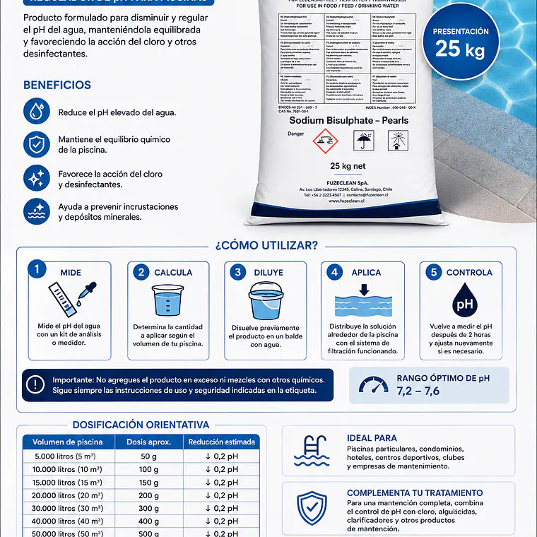 Baja pH Piscina 25 kg | Regulador y Reductor de pH 2