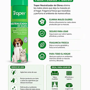 Neutralizador de Olores Traper Aerosol 440 cc – Elimina y Neutraliza Malos Olores