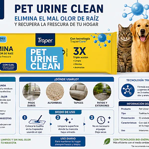 Trapero Desechable Pet Urine Traper 12 Unidades – Limpieza Enzimática para Mascotas