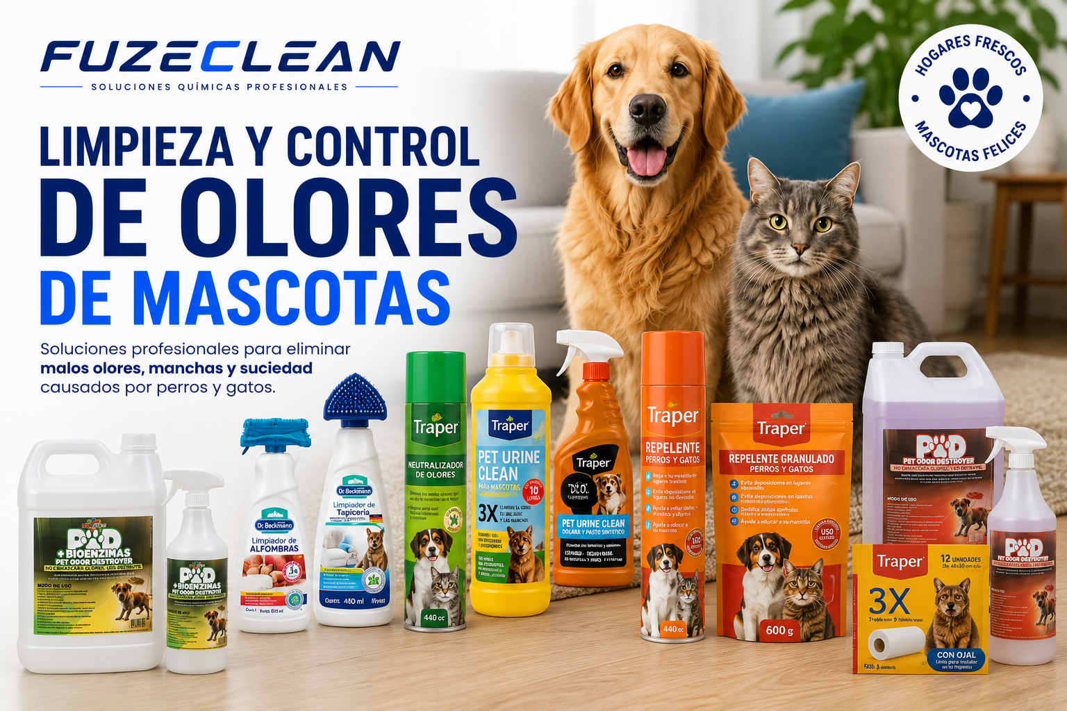 Limpieza y control de malos olores de mascotas