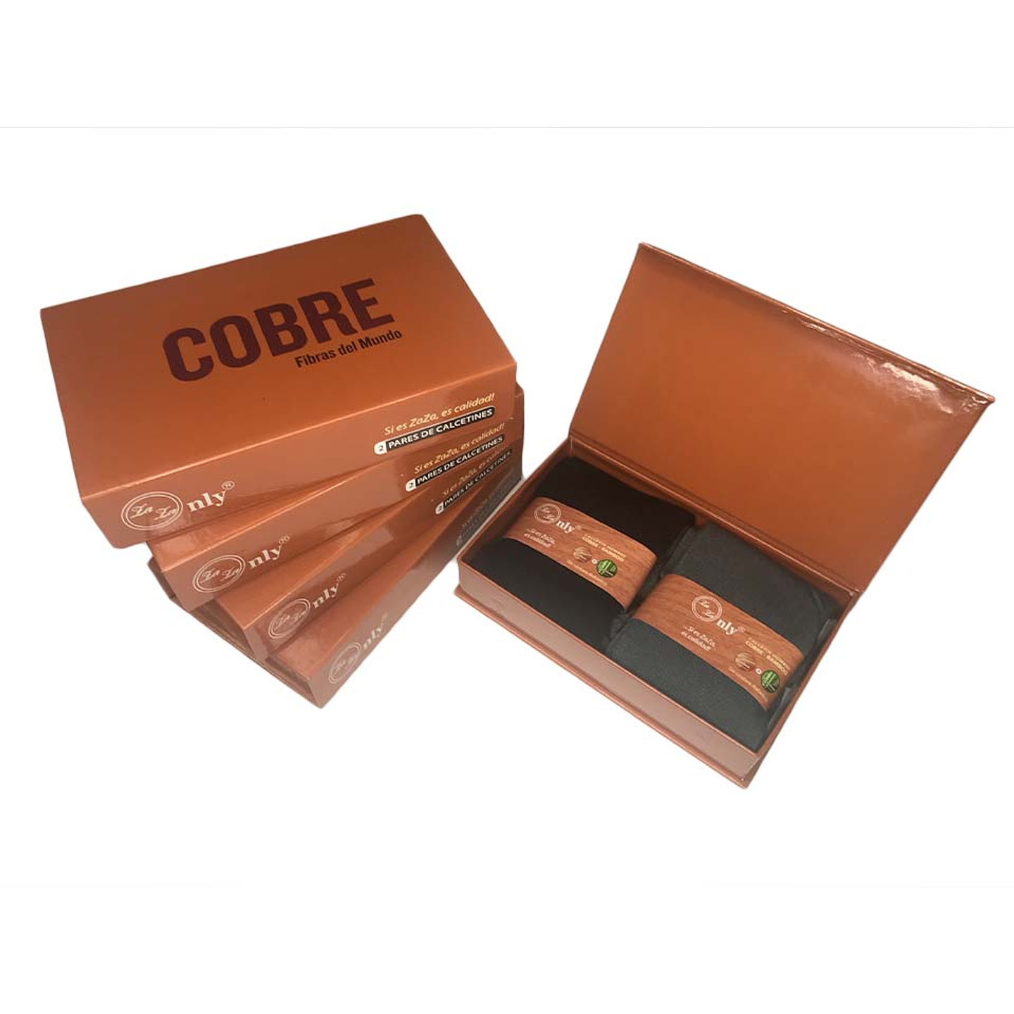 Calcetín Cobre Bambú en Caja para Regalo