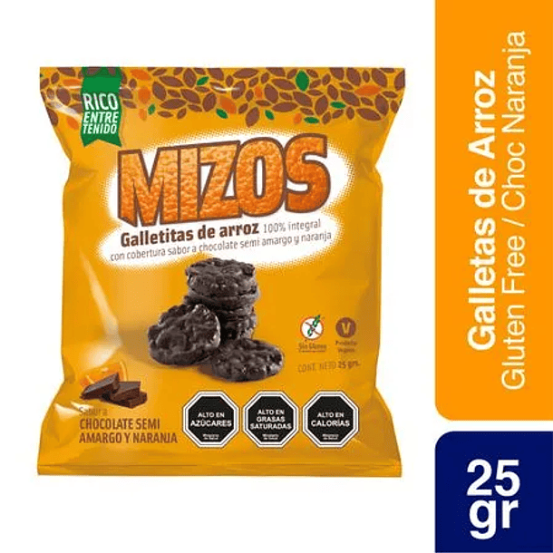 Galletas de arroz Mizos chocolate naranja 25 g