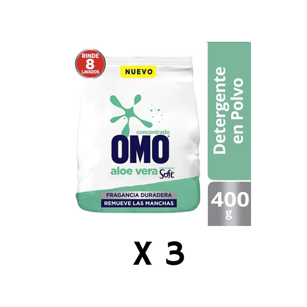 Omo Concentrado Aloe vera Polvo 400 Gr Pack X 3 unidades