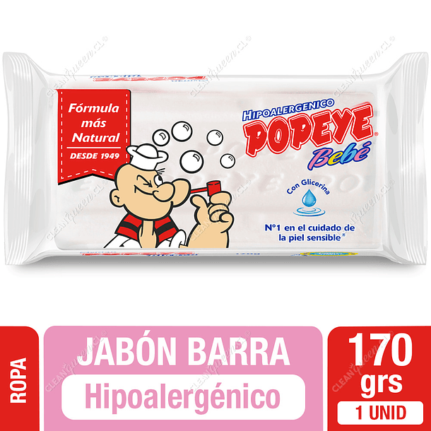 Jabón Barra Popeye Hipoalergénico Bebé 170 g