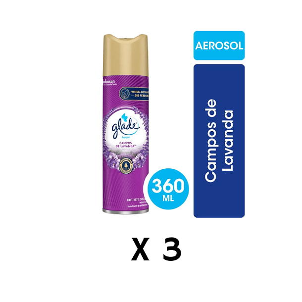 Desodorante Ambiental Glade Aerosol Lavanda 360 ml Pack X 3 unidades