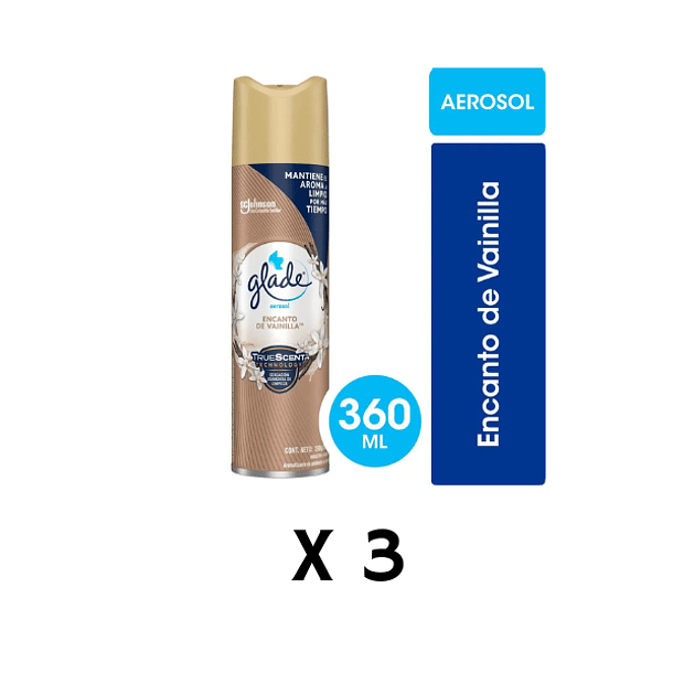 Desodorante Ambiental Glade Aerosol Vainilla 360 ml Pack X 3 unidades
