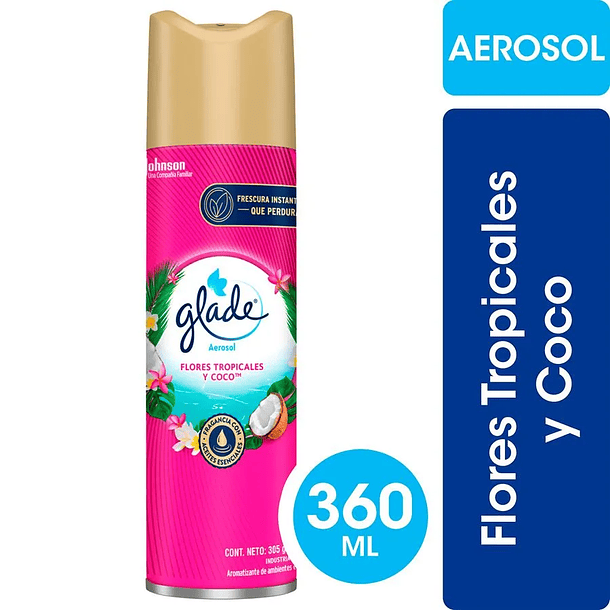 Desodorante Ambiental Glade Aerosol Flores Tropicales y Coco 360 ml