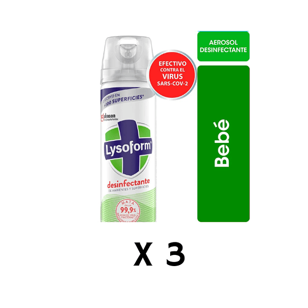 Desinfectante Lysoform Bebé Aerosol 360 ml Pack X 3 unidades