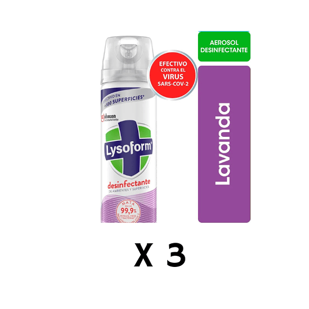 Desinfectante Lysoform Lavanda Aerosol 360 ml Pack X 3 unidades