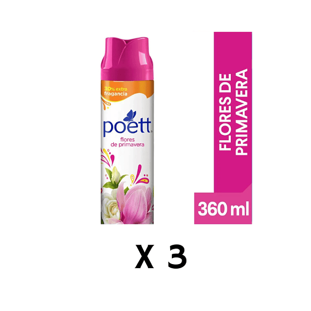 Desodorante Ambiental Poett Flores Primavera 360 cc Pack X 3 unidades