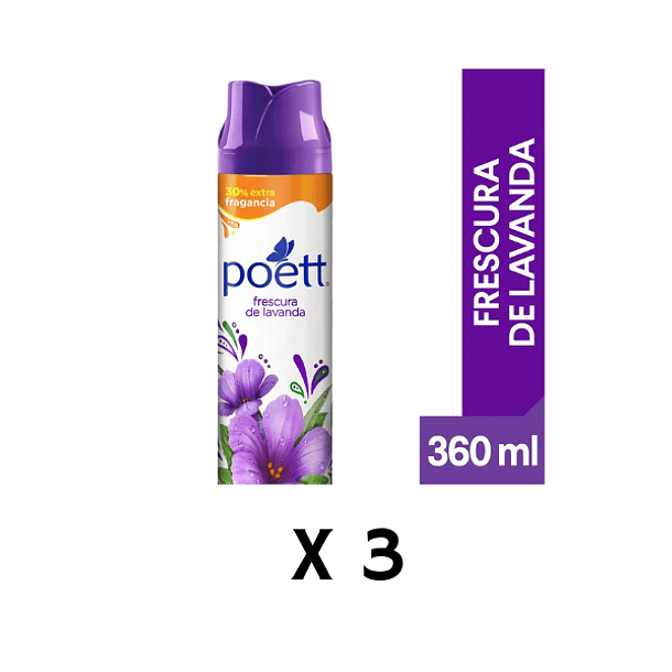 Desodorante Ambiental Poett Frescura de Lavanda 360 cc Pack X 3 unidades