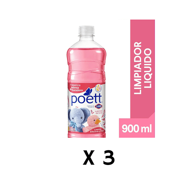 Limpiador de Pisos Poett Bebé 900 ml Pack X 3 unidades