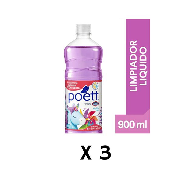 Limpiador de Pisos Poett Espiritu Play 900 ml Pack X 3 unidades