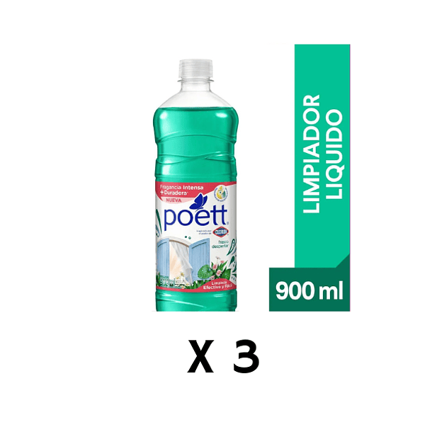 Limpiador de Pisos Poett Fresco Despertar 900 ml Pack X 3 unidades
