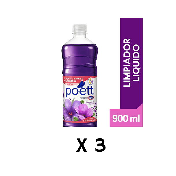 Limpiador de Pisos Poett Frescura de Lavanda 900 ml Pack X 3 unidades