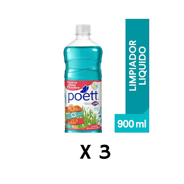 Limpiador de Pisos Poett Alegra Tu Dia 900 cc Pack X 3 unidades