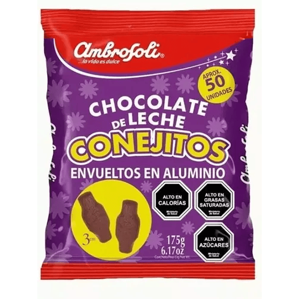 Conejitos De Chocolate Envueltos En Aluminio Ambrosoli 50un