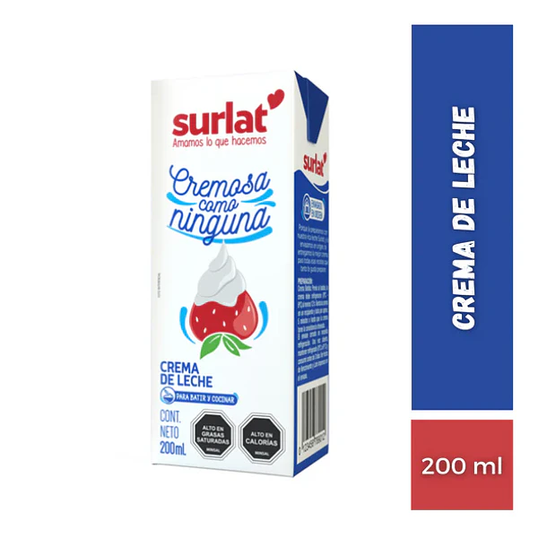Crema De Leche Natural Surlat 200g 