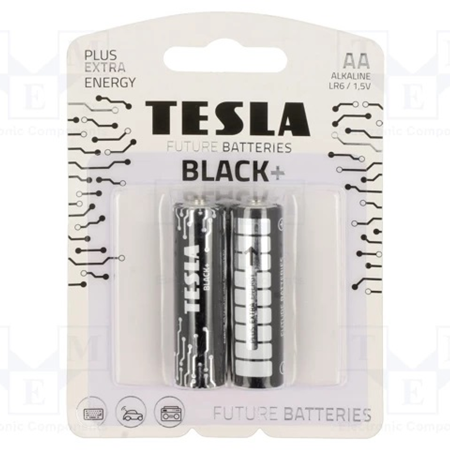 Pila tesla black + aa  blister  2 un  (cj 12 blister)