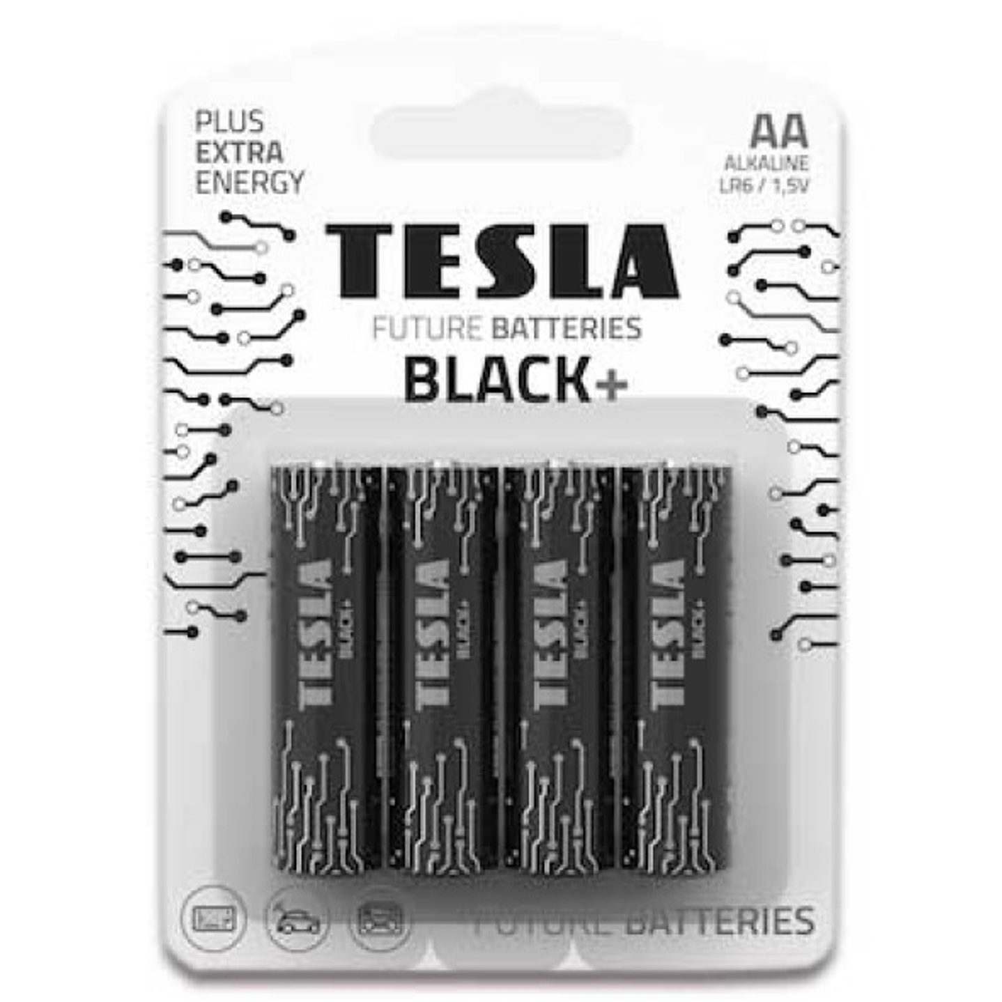 Pila tesla black + aa  blister  4 un  (cj 12 blister)