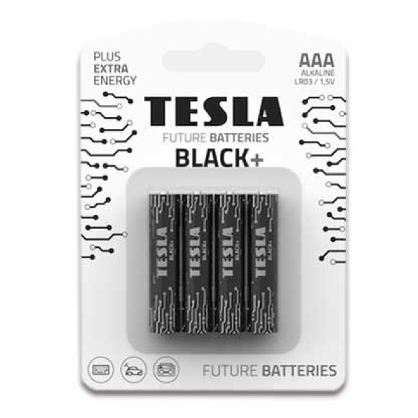 Pila tesla black + aaa  blister  4 un  (cj 12 blister)