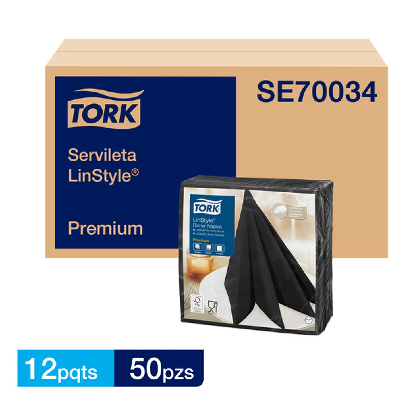 Servilleta linstyle tork premium negra cj 12x50 un