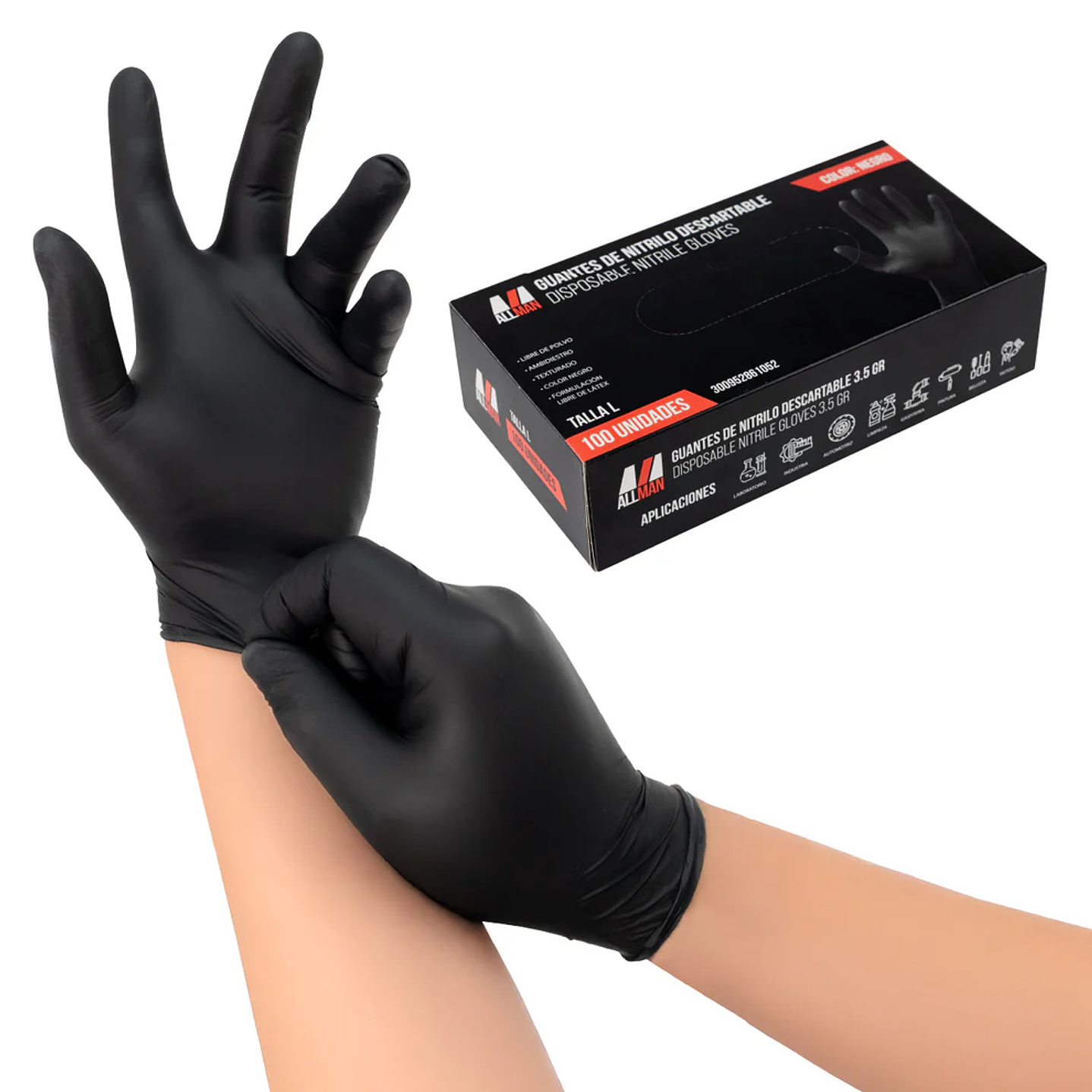 Guante nitrilo negro grueso t/m black barrier (cj 100 u8n)