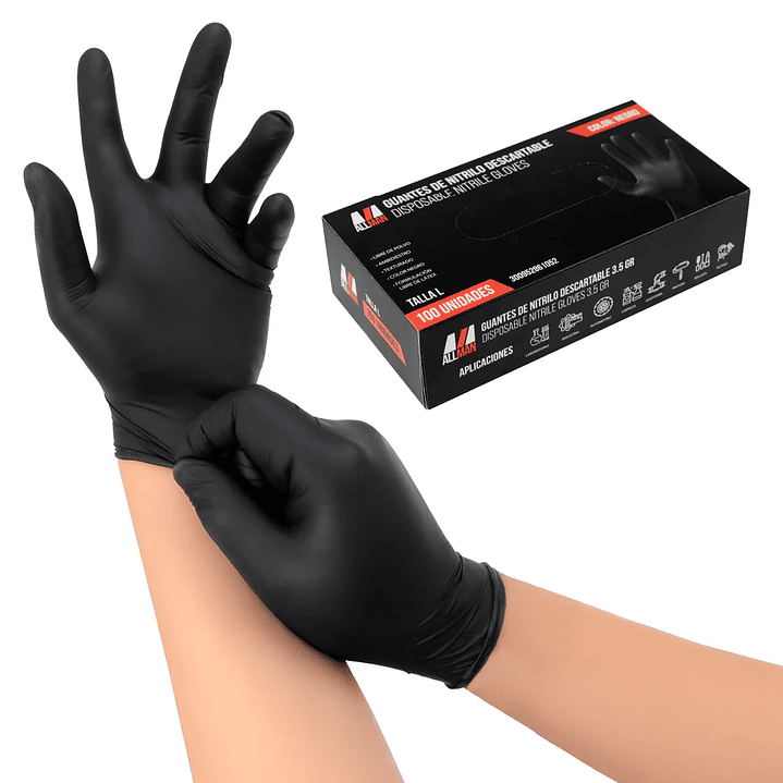 Guante nitrilo negro grueso t/m black barrier (cj 100 u8n)