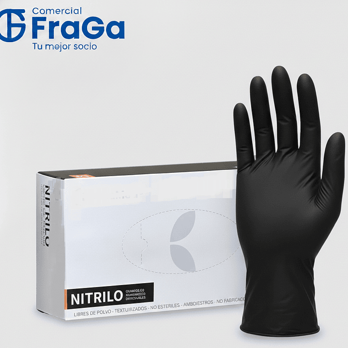 Guante nitrilo  negro  t/m ( cj 100 un )