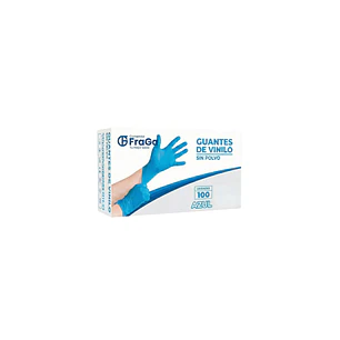 Guante vinilo libre  de polvo  azul t/s (cj 100 un)