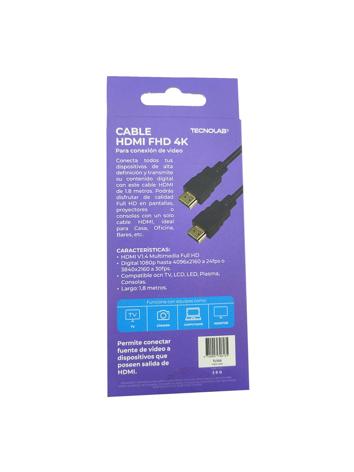 CABLE HDMI TECNOLAB 1.8 MT 2