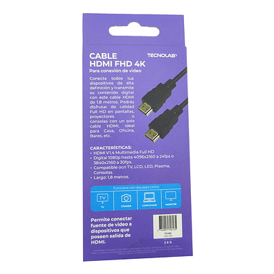 CABLE HDMI TECNOLAB 1.8 MT
