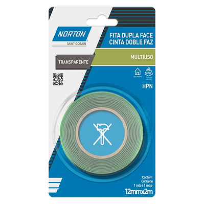 CINTA DOBLE FAZ NORTON HNP TRASP 12MMX2MT