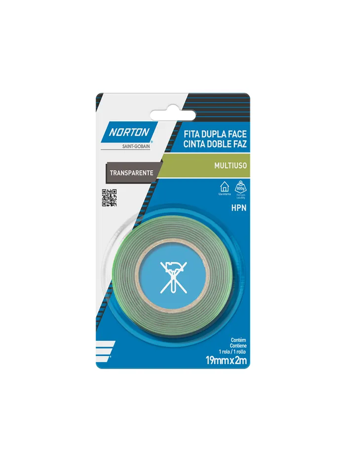 CINTA DOBLE FAZ NORTON HNP TRASP 19MMX2MT 1