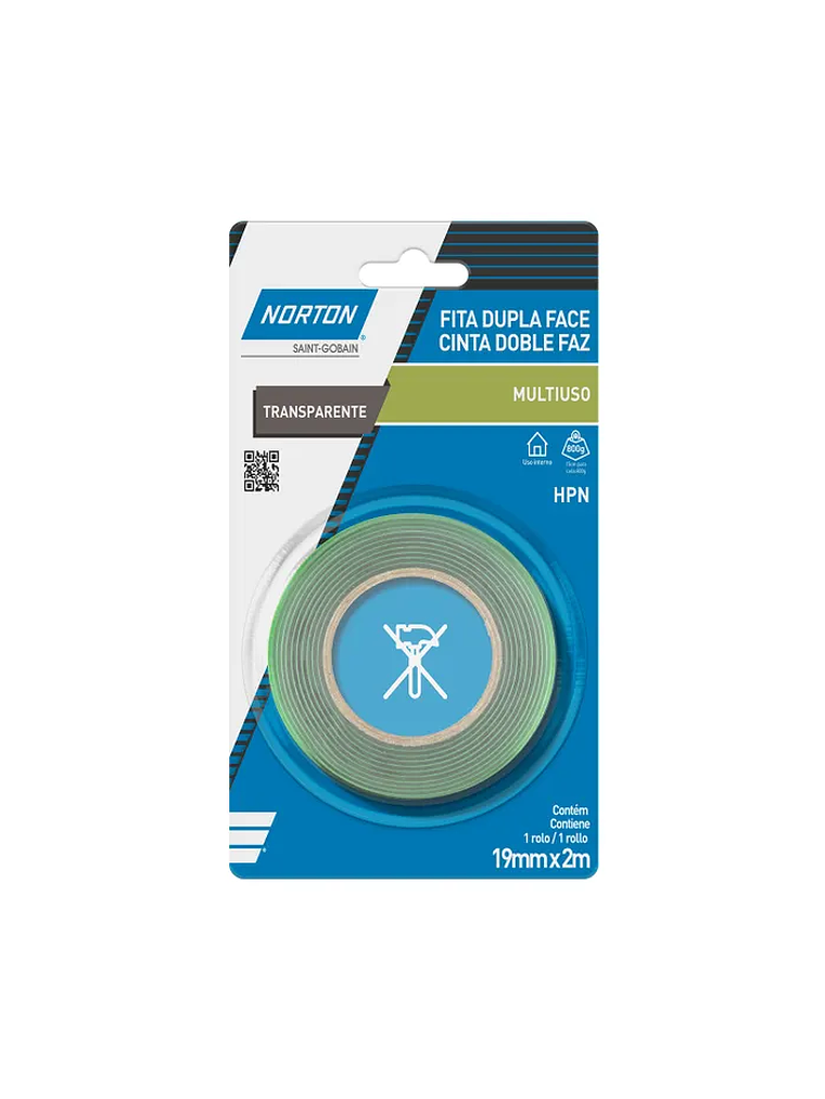 CINTA DOBLE FAZ NORTON HNP TRASP 19MMX2MT 1