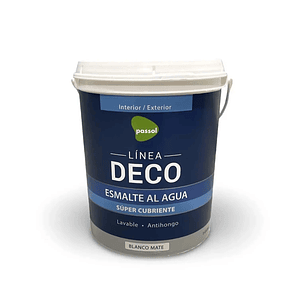 PASSOL DECO ESMALTE AL AGUA BLANCO MATE 1 GALON