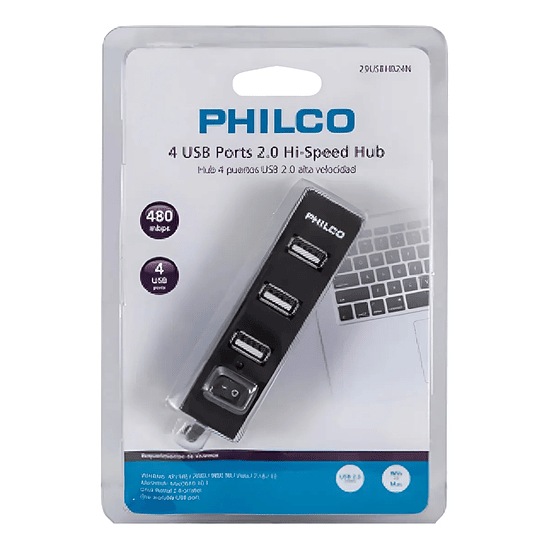 PHILCO HUB 4 PUERTOS 2.0 USB 1