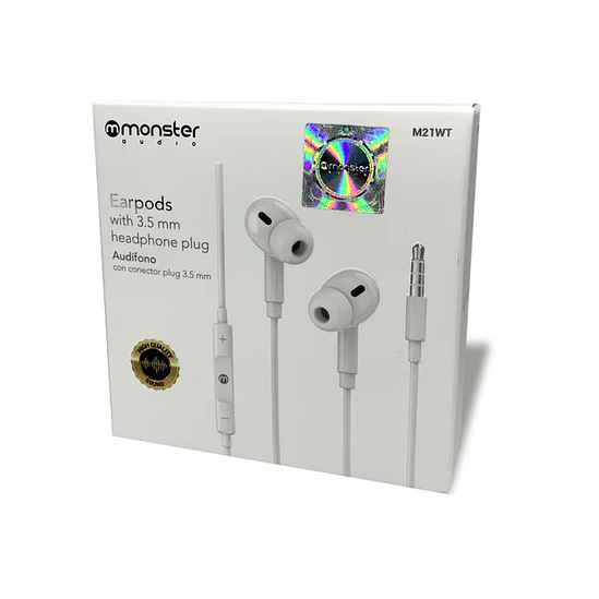 AUDIFONO MONSTER EARPODS M21WT BLANCO 1