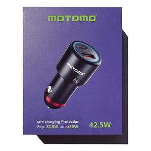 CARGADOR MOTOM P/AUTO CARGA RAPIDA DUAL USB+C