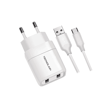 CARGADOR TECNOLAB DOBLE USB TIPO C TL044W 1