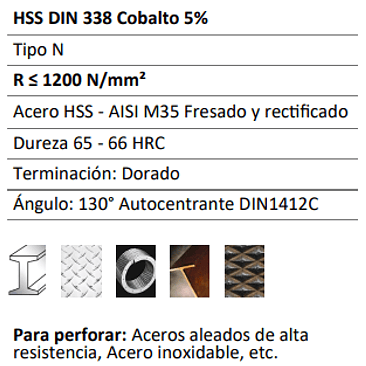 BROCA HSS 5 %COBALTO 6MM ECEF 2