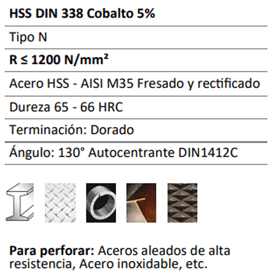 BROCA HSS 5 %COBALTO 6MM ECEF 2