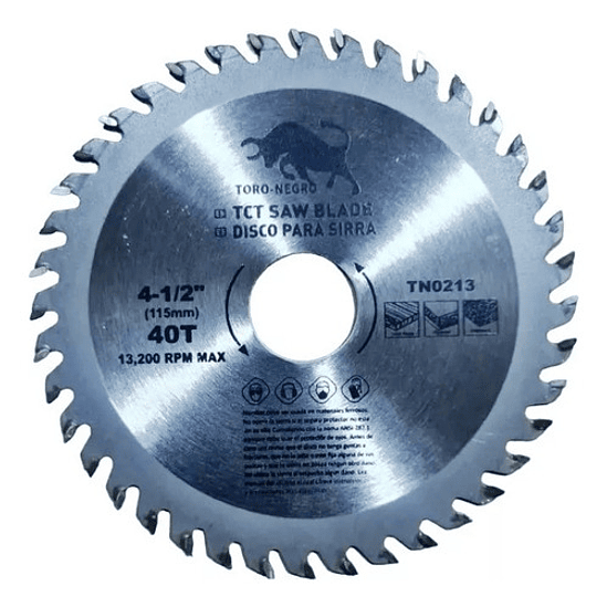 DISCO CORTE MADERA 40D TORO NEGRO 4-1/2 1