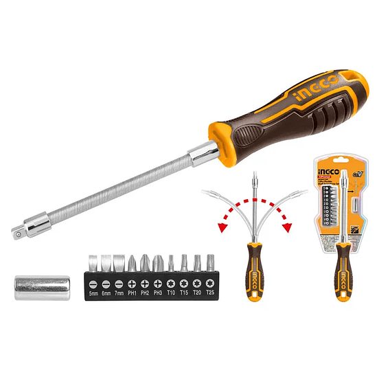 DESTORNILLADOR FLEXIBLE SL/PH/T 12PCS INGCO 1