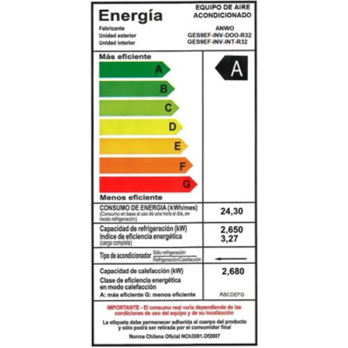 Aire Acondicionado Anwo Ecoflow R32 WiFi Inverter 9.000 Btu 4
