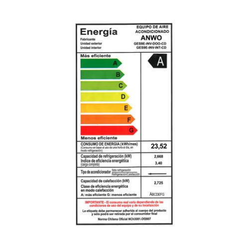 Aire Acondicionado Anwo New Cool Desing R410 WiFi Inverter 9.000 Btu  3